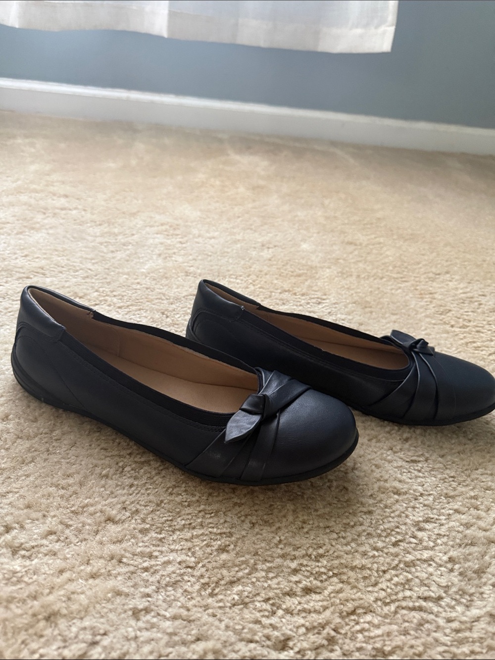 Kim Rogers Black Bow Trim Ballet Flats